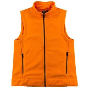 NoBull Full Zip Fleece Vest Men's Small Neon Orange Gym Athletic USA Made